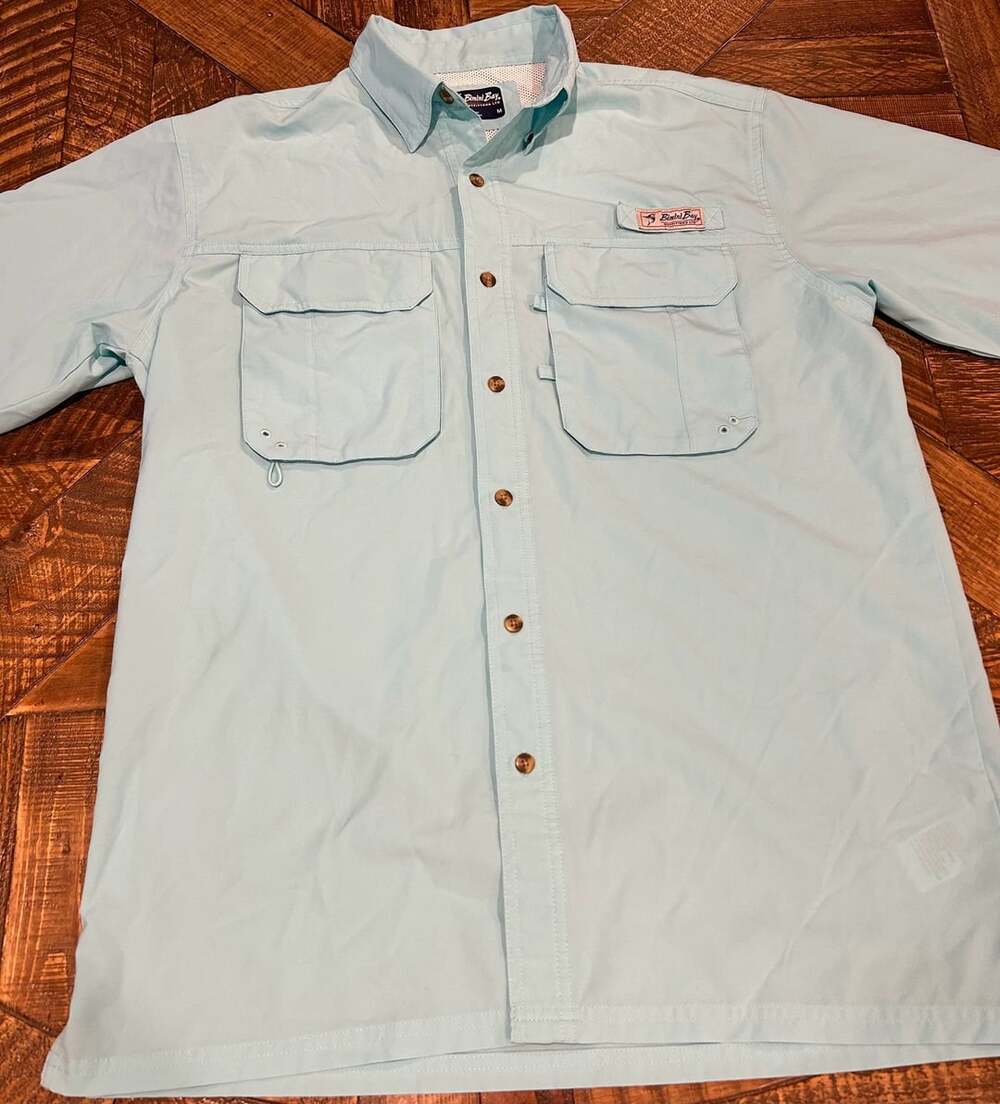 Bimini Bay Outfitters Ltd Fishing Shirt Size M Short Sleeve Blue